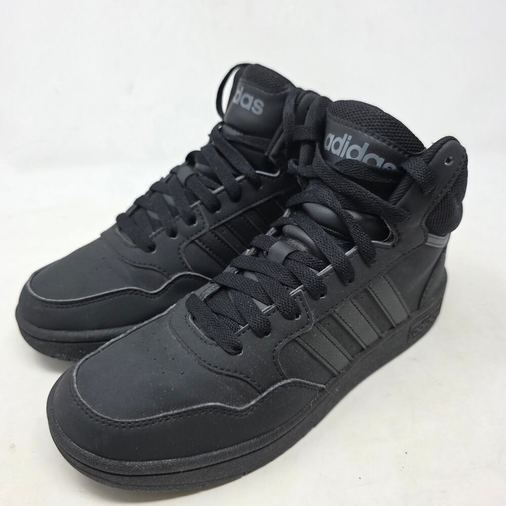 Adidas Hoops 3.0 Mid Black Sneakers Womens Size 5 Casual High Tops